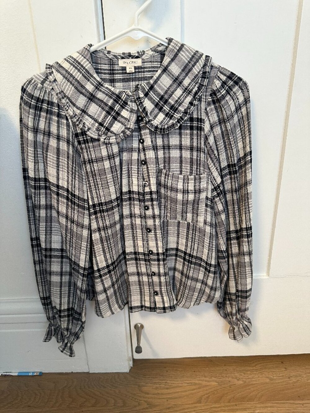 Pilcro Plaid Peter Pan Collar Button-Up Blouse | XXS | Like New | Anthropologie